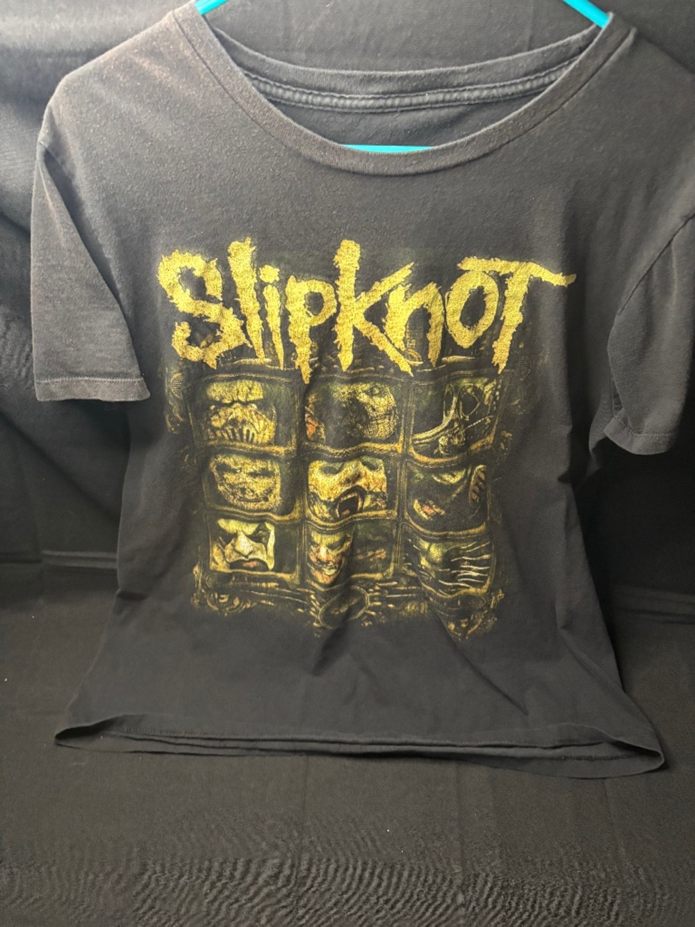 Slipknot Black Double Graphic Band T Shirt Metal Horror Estimated Medium 19x25.5